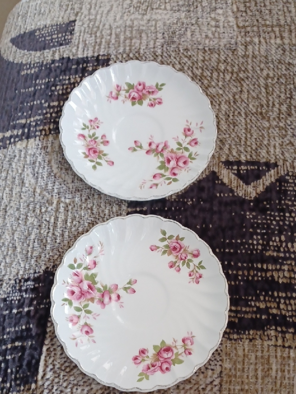 4/$30 Classic Pink Rose Porcelain Saucers - Set Of 2
